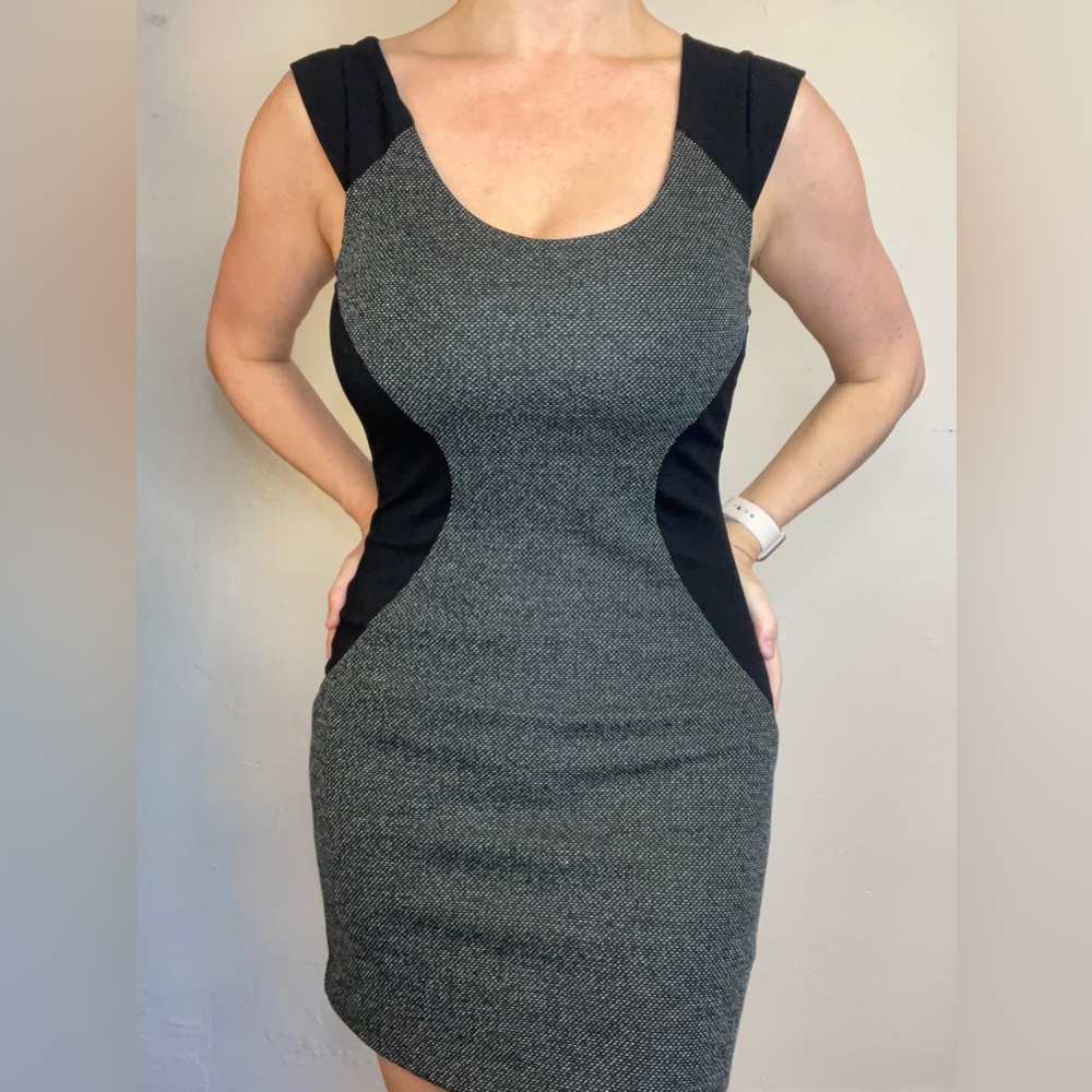 Body con black white faux cutout mini